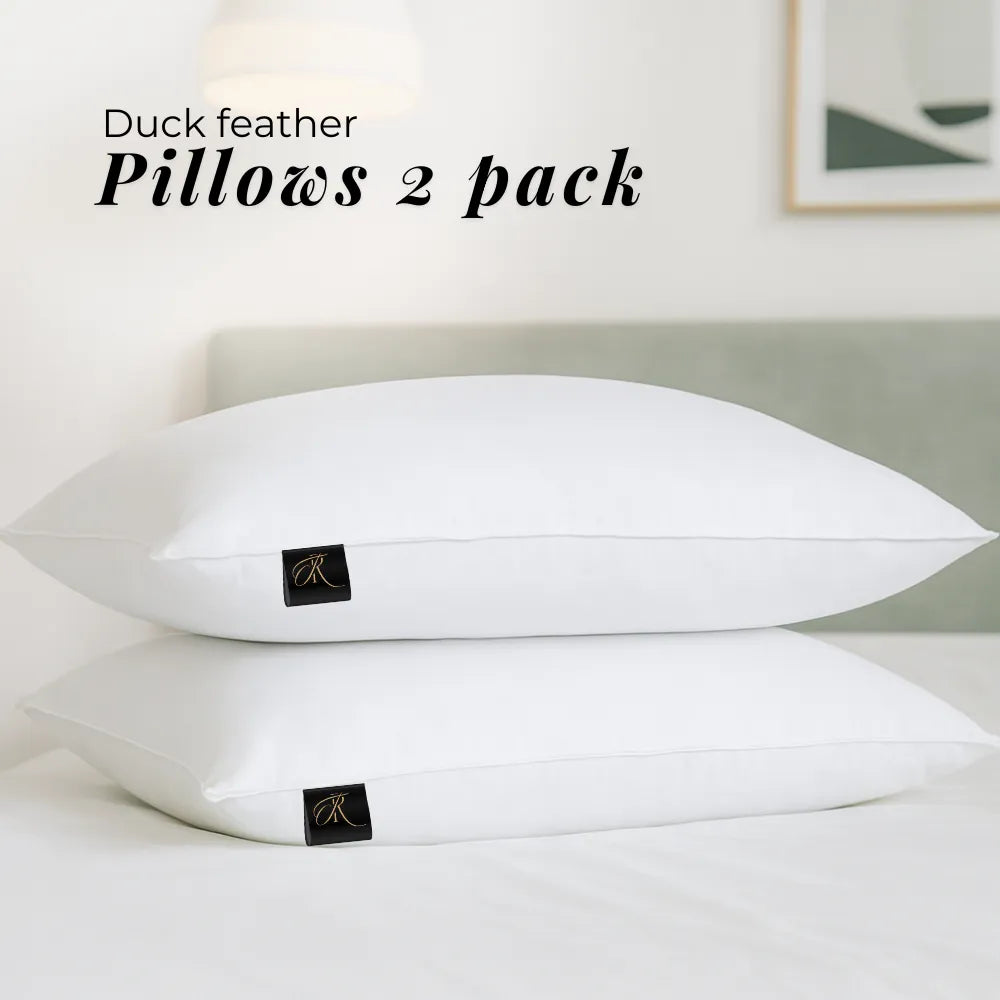 Premium Duck Feather & Down Pillow Pair