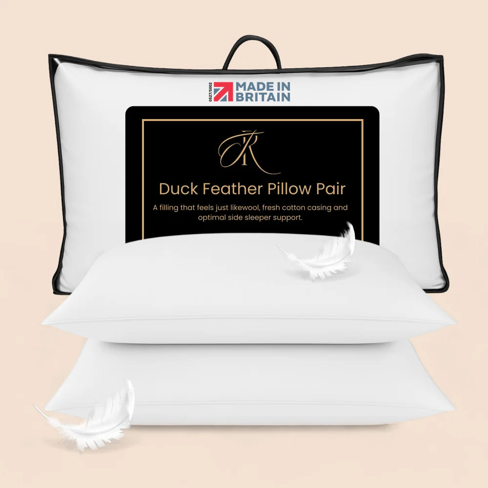 Premium Duck Feather & Down Pillow Pair
