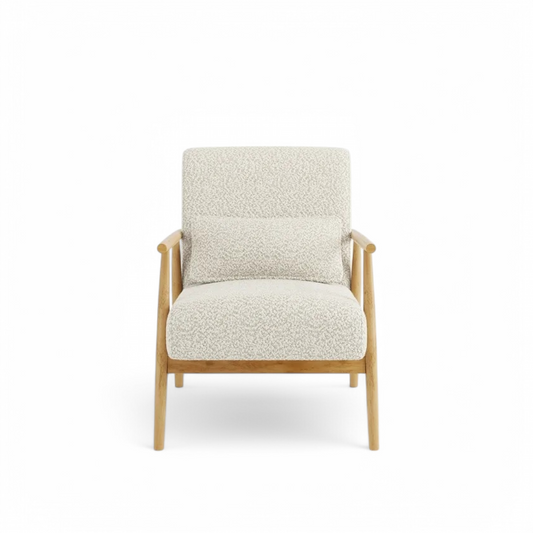 Modern Accent Chair Cashmere Cushions Wide Seat Wood Frame Armchair