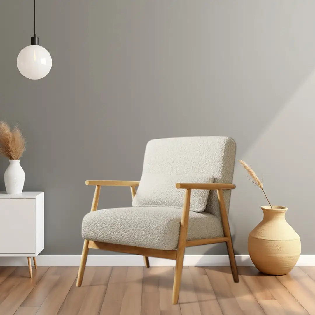 Modern Accent Chair Cashmere Cushions Wide Seat Wood Frame Armchair - The royce furnishings