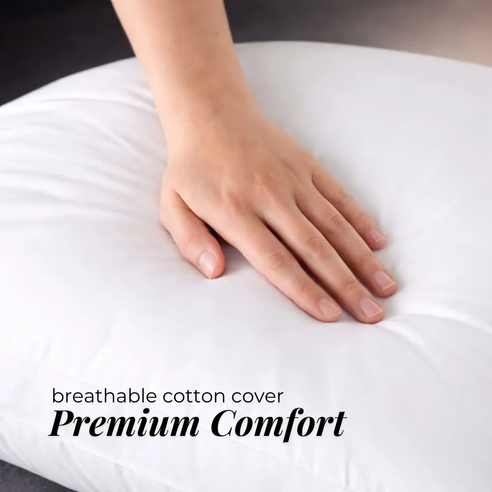 2x Luxurious Box-Pillow Cotton Pillows - Anti-Allergy, Breathable, Hotel Quality