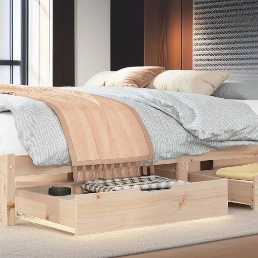 Under-Bed Drawers with Wheels Under Bed Storage 2 pcs Solid Wood Pine vidaXL - The royce furnishings