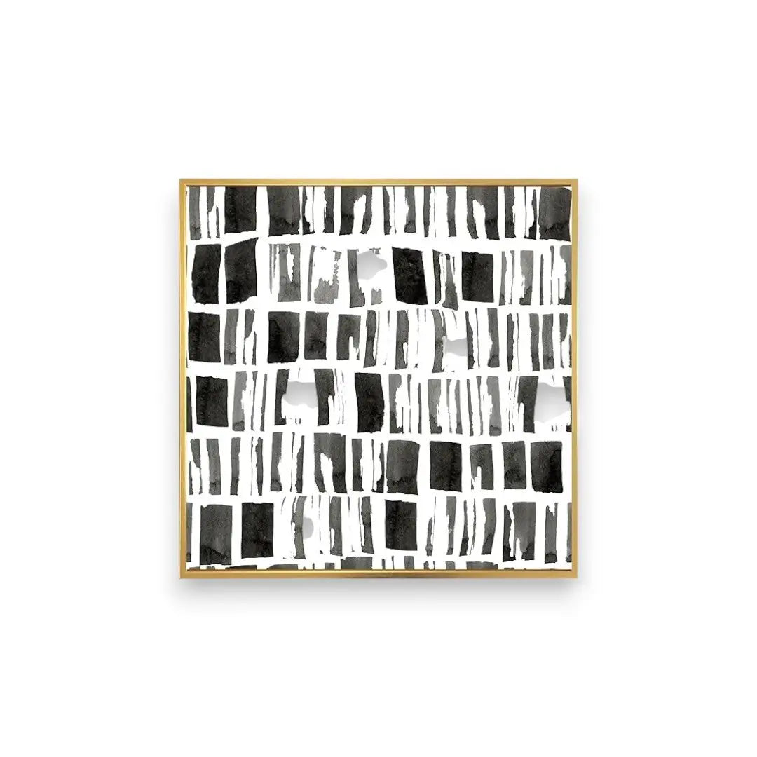 DesignQ Abstract Monochrome Bricks - Modern Framed Canvas Wall Art Print - The royce furnishings