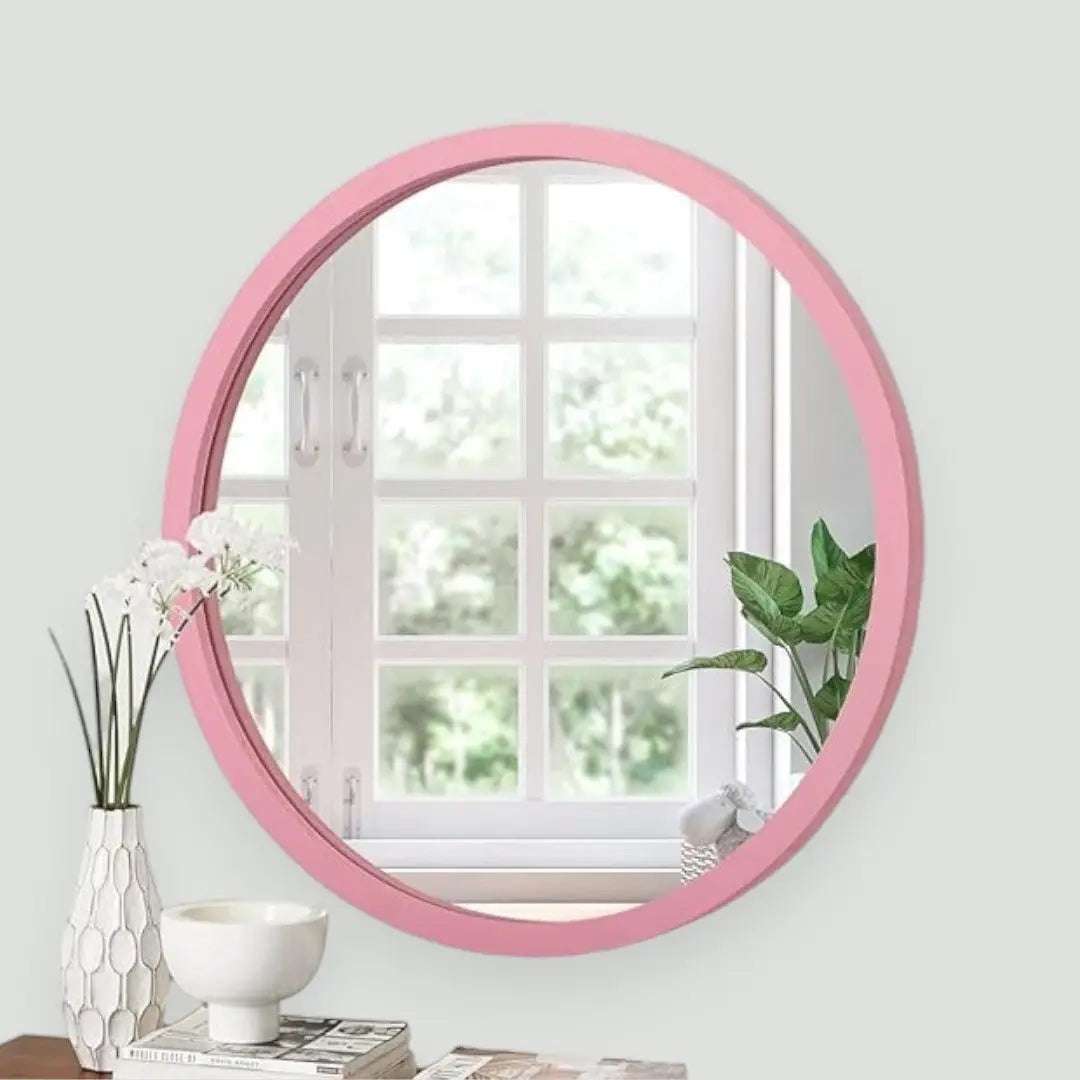 JJUUYOU Round Wall Mirror Circular Mirror with Gold Vanity Vintage Wood Frame - The royce furnishings