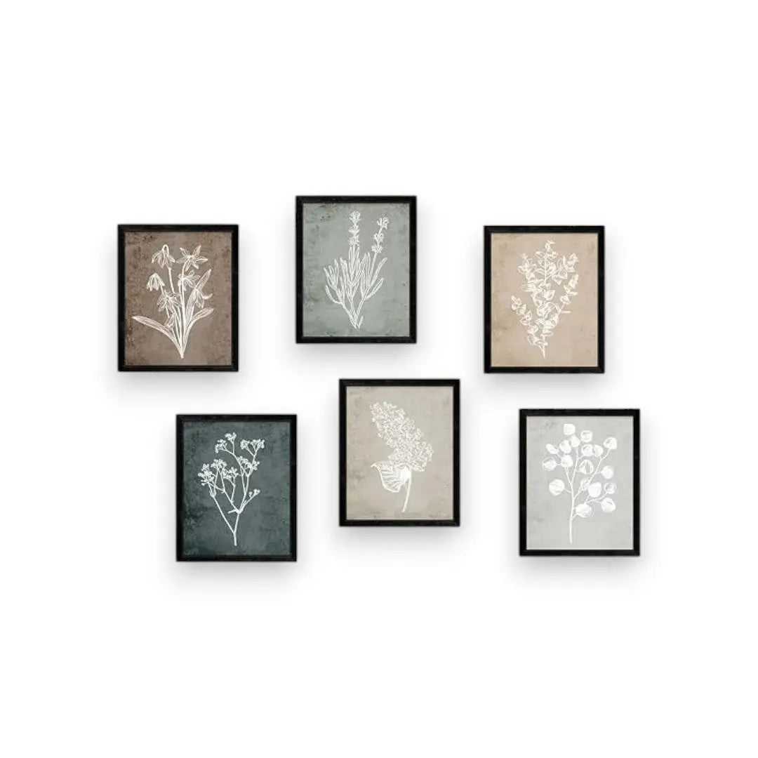 Vintage Framed Botanical Prints - Wall Art for Decor Set of 6 - The royce furnishings