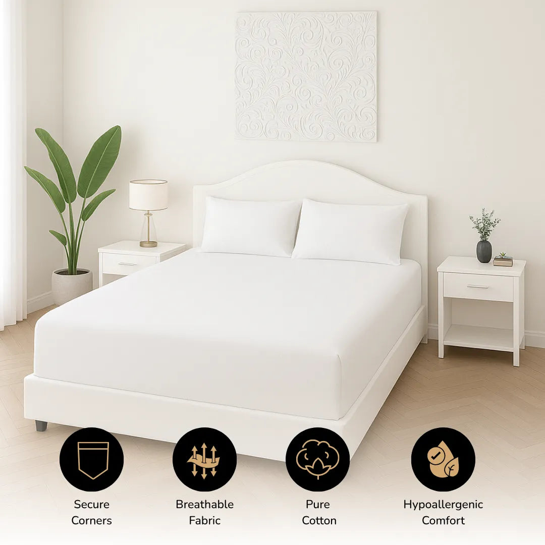 100% White Cotton Fitted Sheets