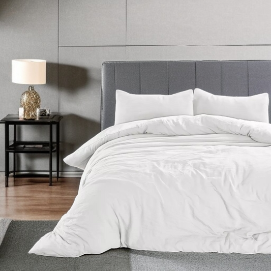 Washed Linen Look Soft Touch Duvet Cover Bedding Pillowcase Set