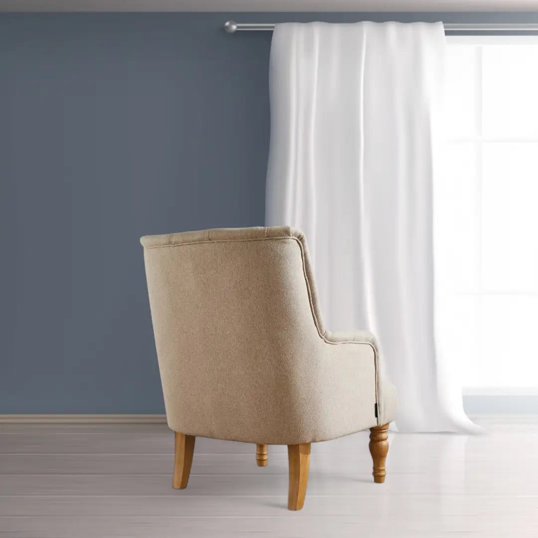 Fabric Armchair, Padstow Grey or Wheat Classic Armchair with Wooden Legs - The royce furnishings