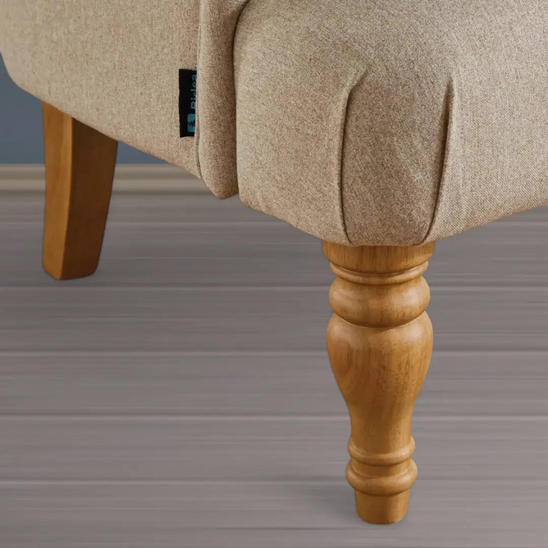 Fabric Armchair, Padstow Grey or Wheat Classic Armchair with Wooden Legs - The royce furnishings