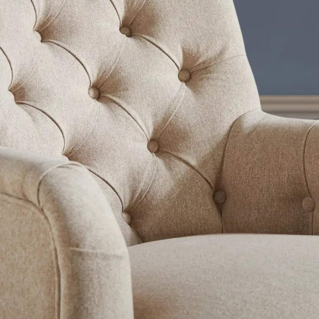 Fabric Armchair, Padstow Grey or Wheat Classic Armchair with Wooden Legs - The royce furnishings