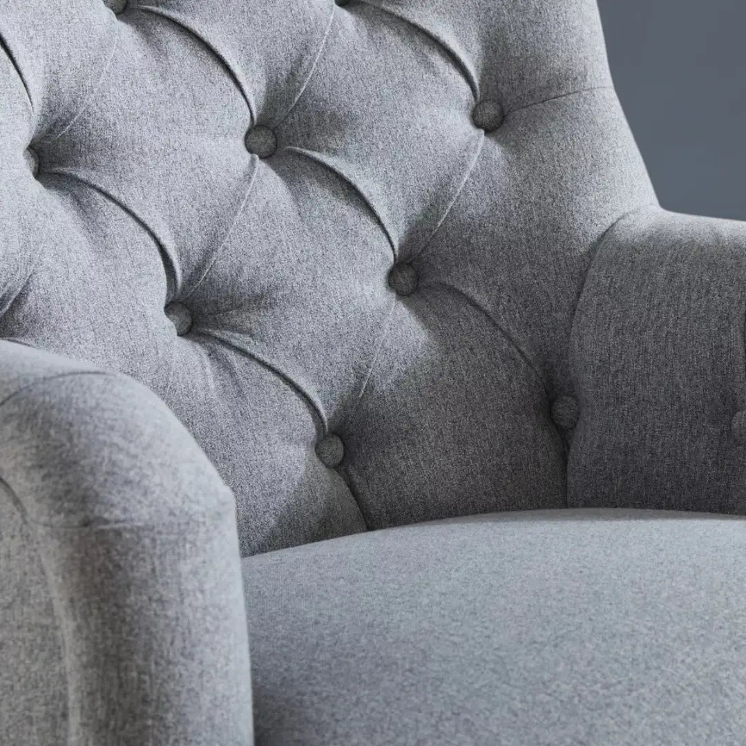 Fabric Armchair, Padstow Grey or Wheat Classic Armchair with Wooden Legs - The royce furnishings