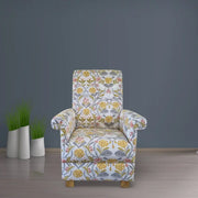 Accent Armchair Clarke Forester Fabric Chair Grey Ochre Animals Hares Small New - The royce furnishings