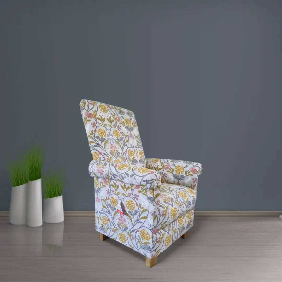 Accent Armchair Clarke Forester Fabric Chair Grey Ochre Animals Hares Small New - The royce furnishings