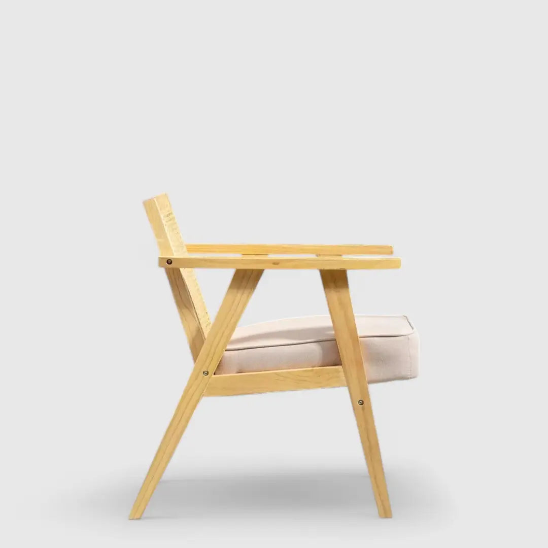 Wooden Rattan Weave Panel Accent Chair - Natural Finish - The royce furnishings