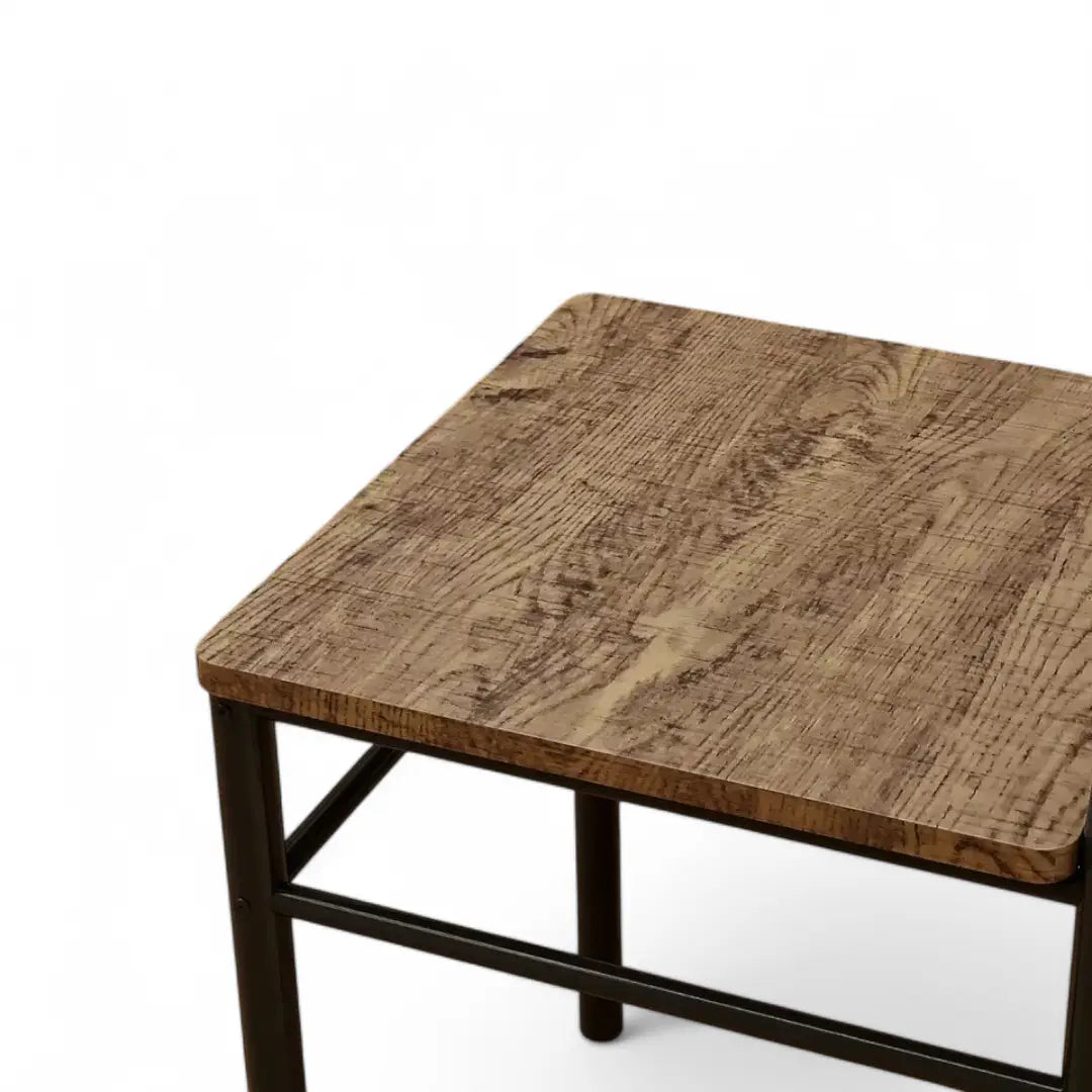 Modern Dining Table Set 4-Seater Space-Saving Steel Frame Rectangular Table Oak - The royce furnishings
