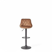 Velvet & Faux Leather Bar Stool Swivel Chair Adjustable with Backrest - The royce furnishings