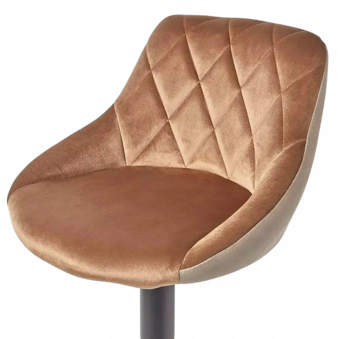 Velvet & Faux Leather Bar Stool Swivel Chair Adjustable with Backrest - The royce furnishings