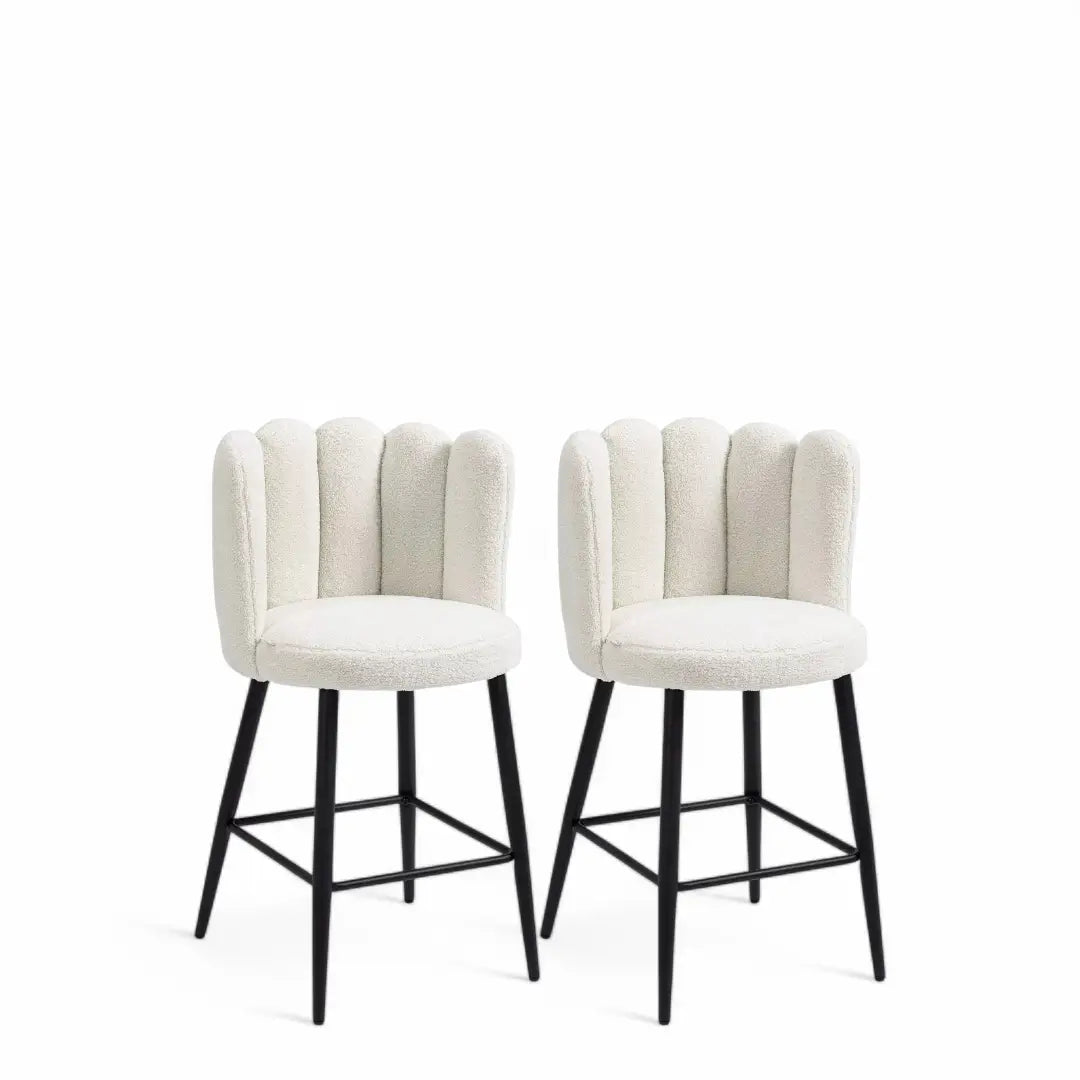 HOMCOM Bar Stools Set of 2, Faux Cashmere Upholstered Breakfast Bar Chairs - The royce furnishings
