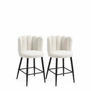 HOMCOM Bar Stools Set of 2, Faux Cashmere Upholstered Breakfast Bar Chairs - The royce furnishings