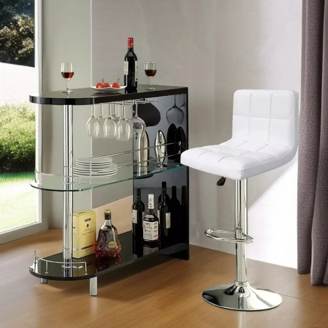 Faux Leather Bar Stool Gas Lift Stools Pub Club Cafe Home Breakfast Swivel Chair - The royce furnishings