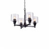 Oron 4-Light Black Reversible Chandelier with Clear Glass Shades - The royce furnishings