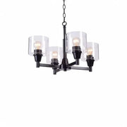 Oron 4-Light Black Reversible Chandelier with Clear Glass Shades - The royce furnishings