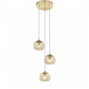 Endon Dimple 3 Light Cluster Ceiling Pendant Brushed Gold Glass Champagne Shade - The royce furnishings