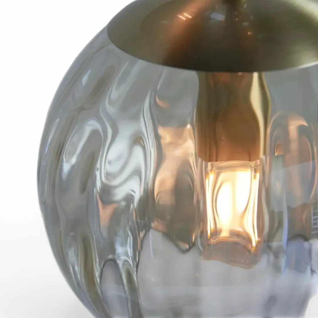 Endon Dimple 3 Light Cluster Ceiling Pendant Brushed Gold Glass Champagne Shade - The royce furnishings