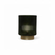 Dark Green Ribbed Glass Ambient Table Lamp - The royce furnishings