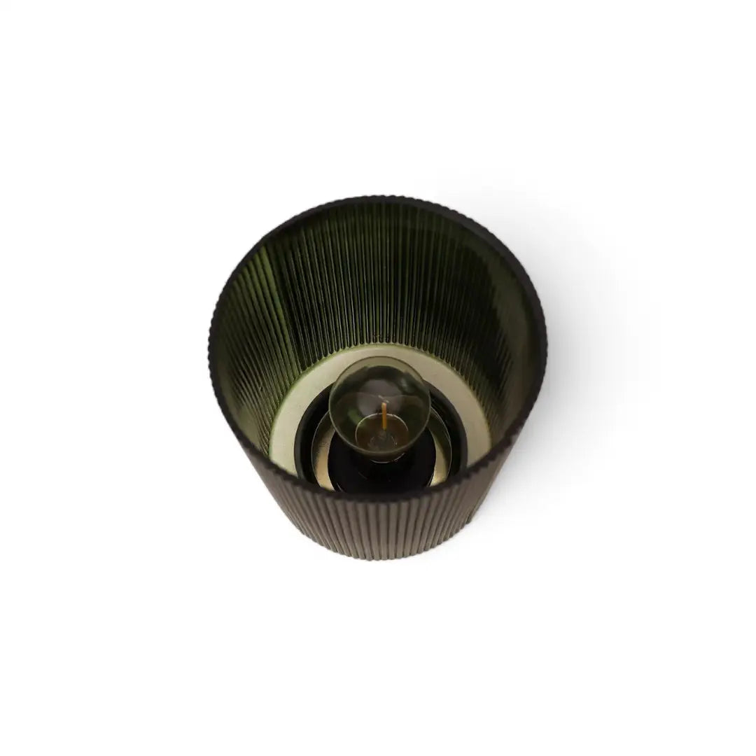 Dark Green Ribbed Glass Ambient Table Lamp - The royce furnishings