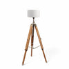 Vintage Style Tripod LED Floor Lamp Teak Wooden Floor Without Shade - The royce furnishings
