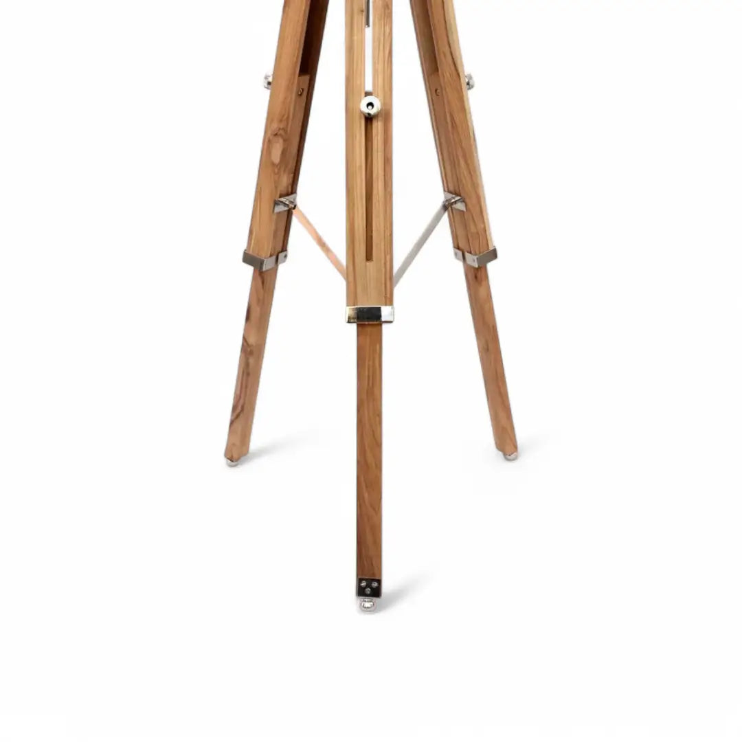 Vintage Style Tripod LED Floor Lamp Teak Wooden Floor Without Shade - The royce furnishings