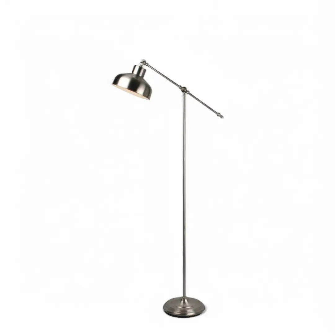 Satin Nickel Lever Arm Adjustable Floor Light Standing Lamp - The royce furnishings