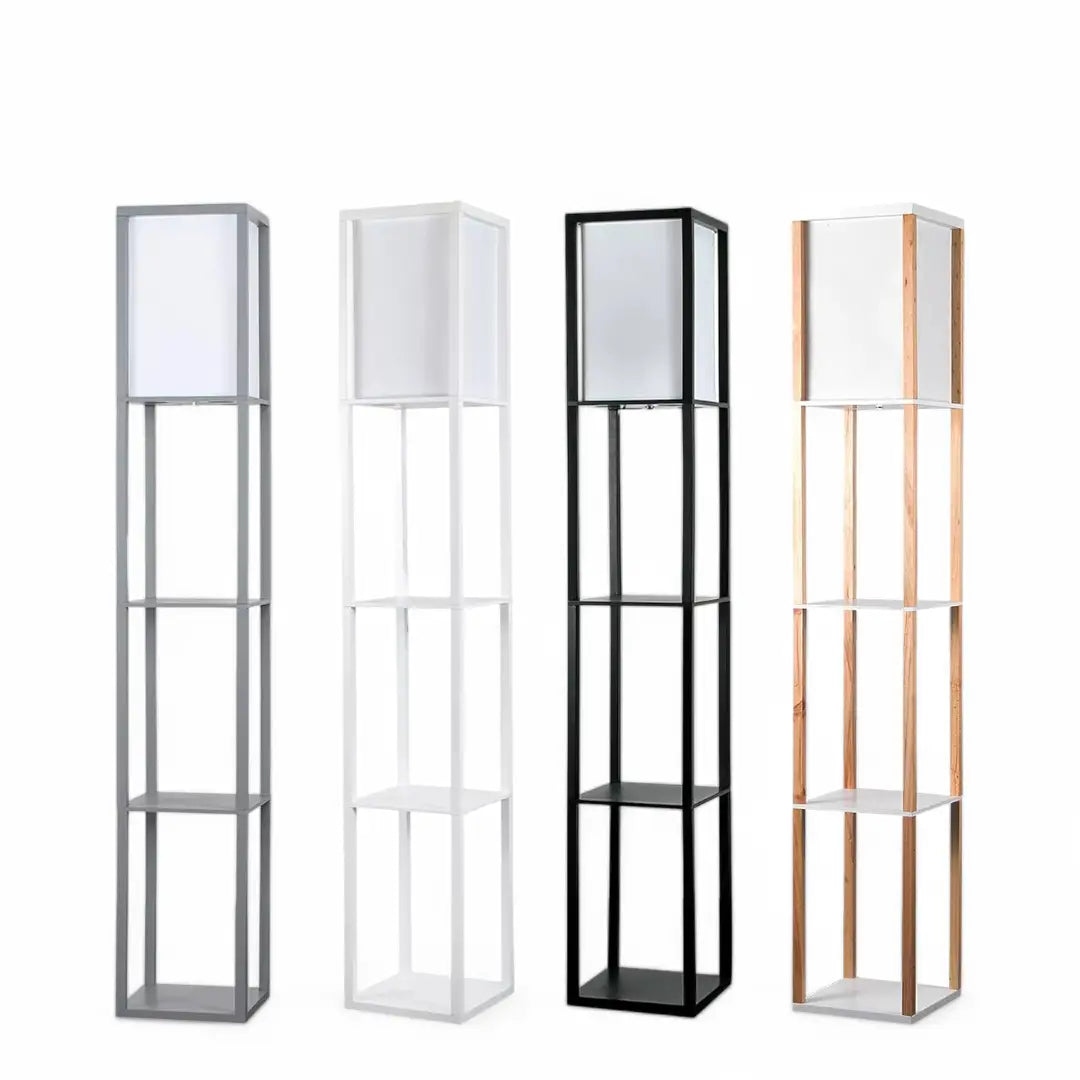 Wooden Floor Lamp With Storage Shelves - The royce furnishings