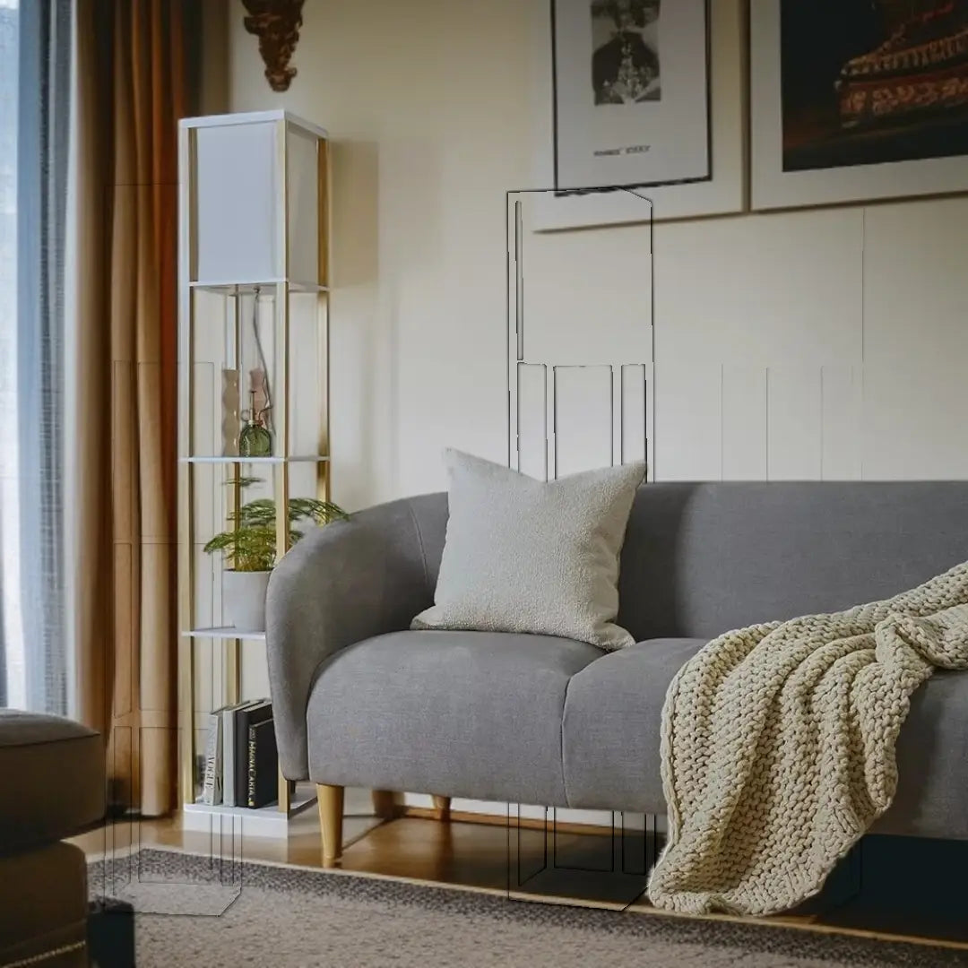 Wooden Floor Lamp With Storage Shelves - The royce furnishings