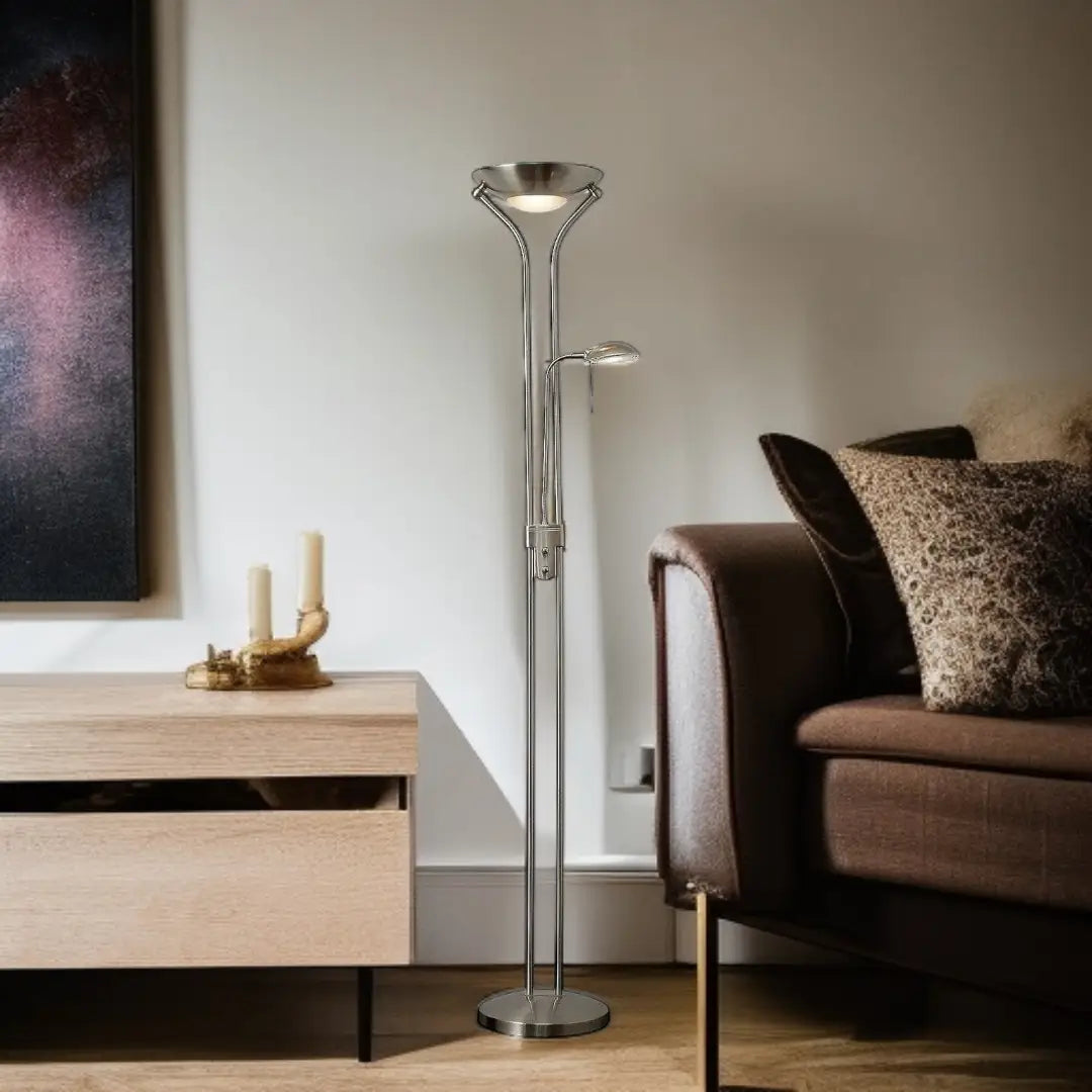 Uplighter and Reading Floor Lamp Stainless steel - The royce furnishings