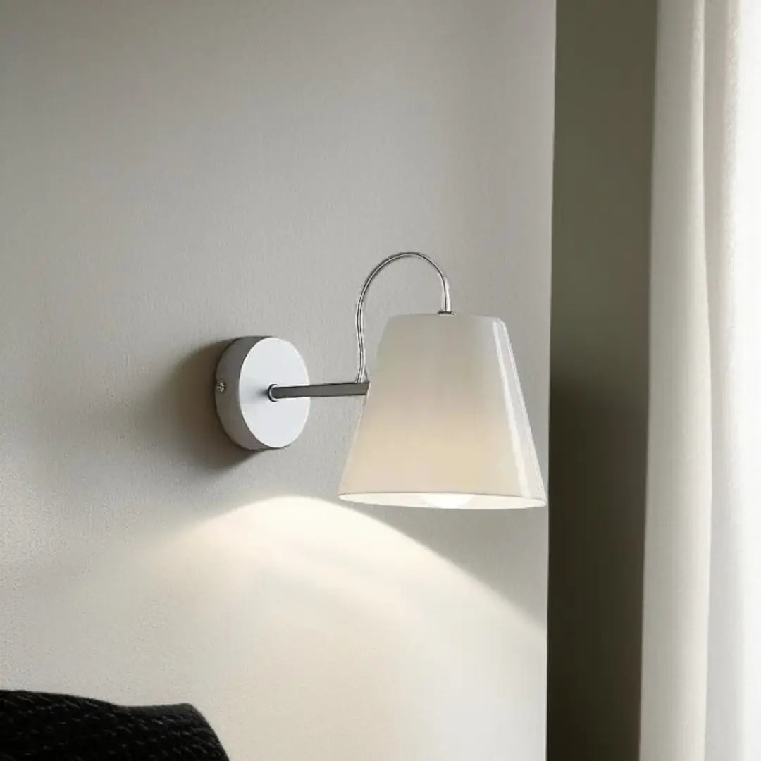 Retro Frosted White Glass and Chrome Bedside Hall Wall Light Lamp Sconce Fixture - The royce furnishings