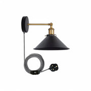 Plug-In Wall Light with Metal Lampshade and Dimmer Switch - The royce furnishings