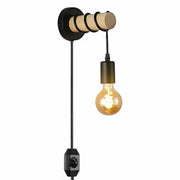 Modern Wall Light Industrial Retro Plug in Wood Wall Lamp Fitting Fixture UK - The royce furnishings