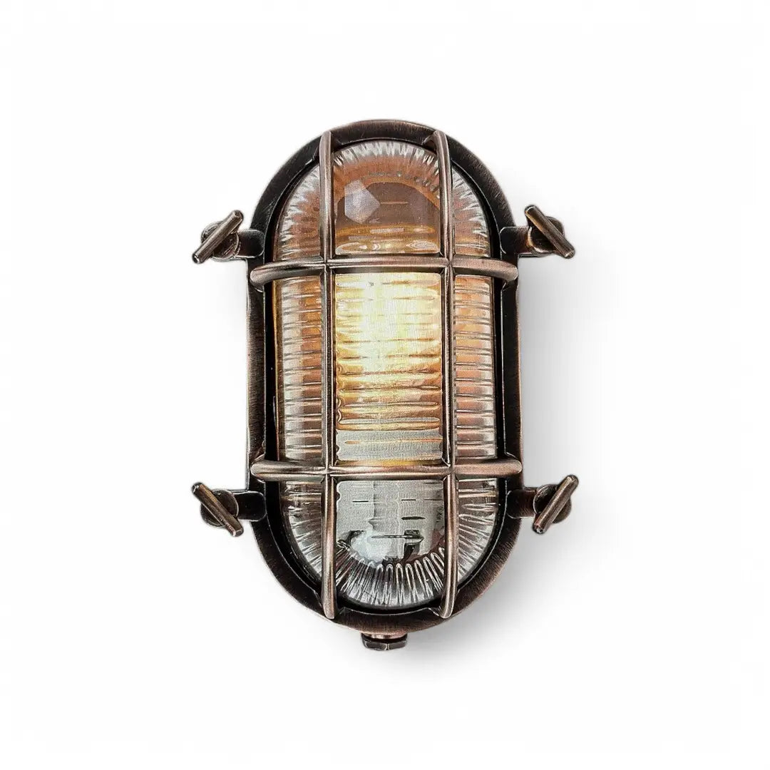 Bow Modern IP64 Rated Oval Copper Effect Nautical Design Outdoor Wall Light - The royce furnishings