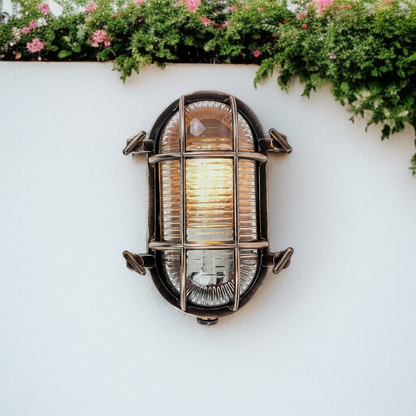 Bow Modern IP64 Rated Oval Copper Effect Nautical Design Outdoor Wall Light