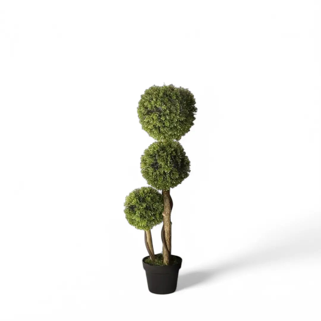 HOMCOM Potted Artificial Plants Boxwood Ball Topiary Trees Indoor Outdoor - The royce furnishings