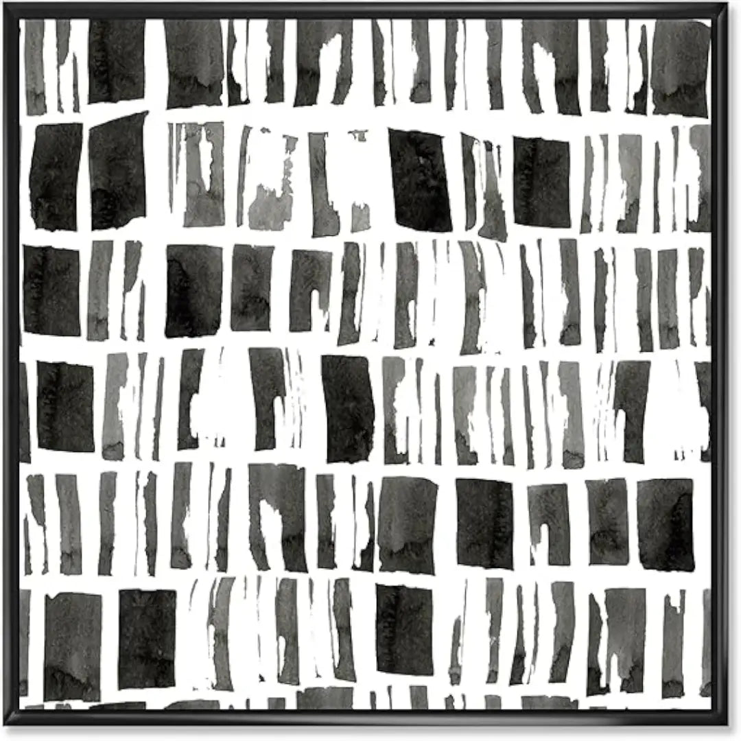 DesignQ Abstract Monochrome Bricks - Modern Framed Canvas Wall Art Print - The royce furnishings