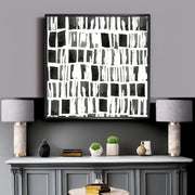 DesignQ Abstract Monochrome Bricks - Modern Framed Canvas Wall Art Print - The royce furnishings