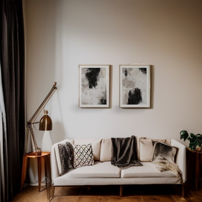 Black and Beige White Neutral Art Print Set