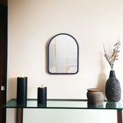 HLFMVWE Wall Mirror Arched Rustic Wood Framed Small Mirror Decor Hanging Mirror - The royce furnishings