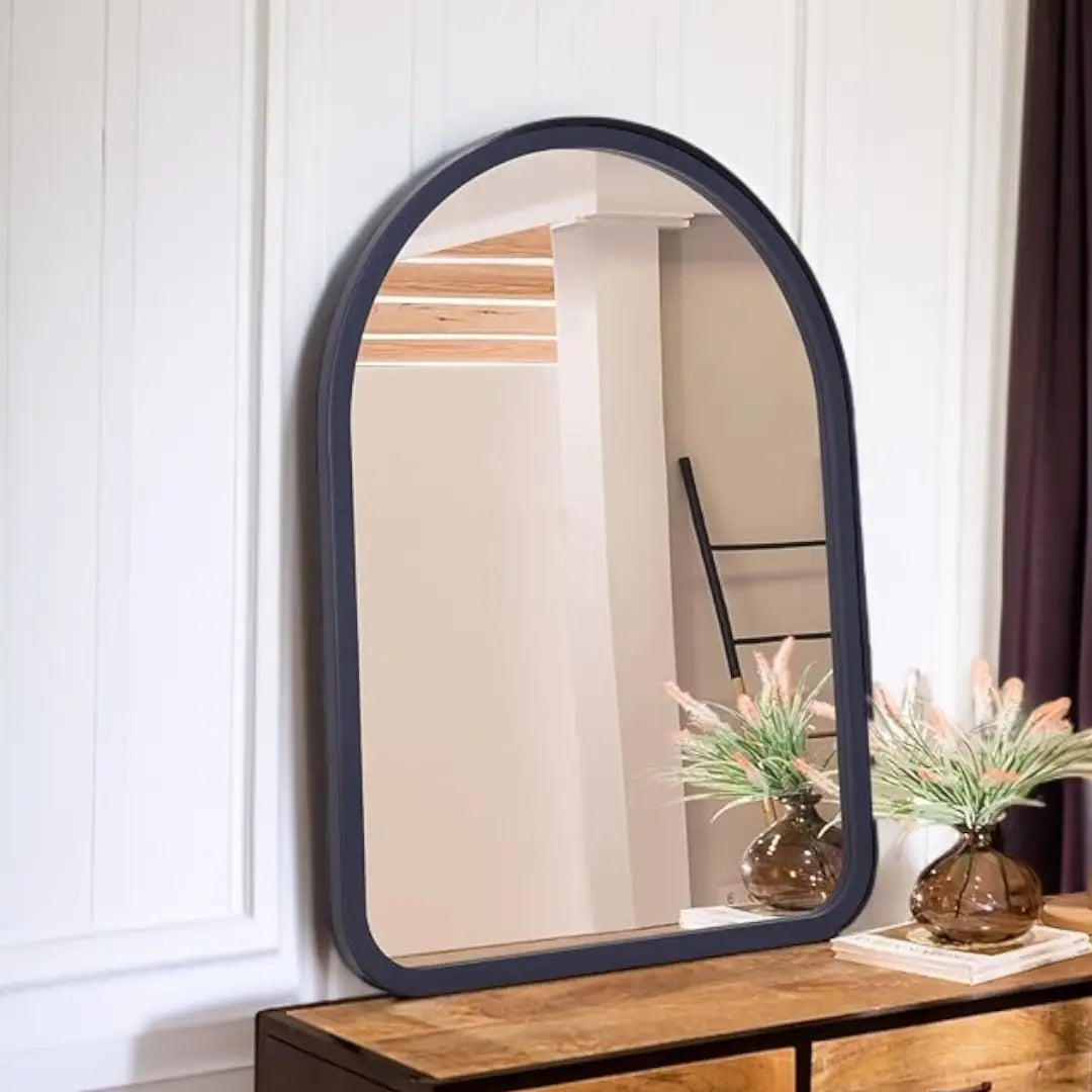HLFMVWE Wall Mirror Arched Rustic Wood Framed Small Mirror Decor Hanging Mirror - The royce furnishings