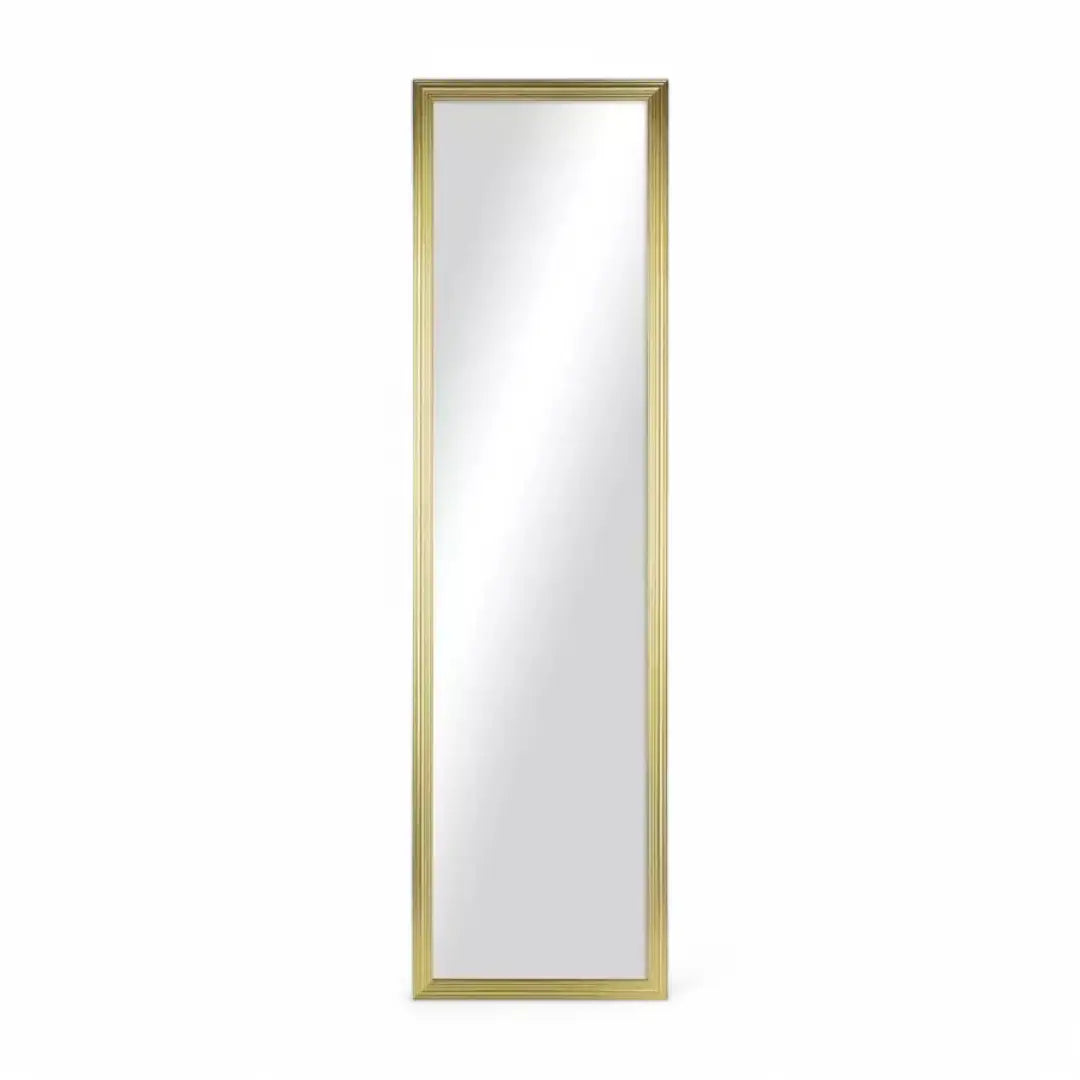 Full Length Rectangular Mirror Gold Metallic Frame Easy Hang Vertical Horizontal - The royce furnishings